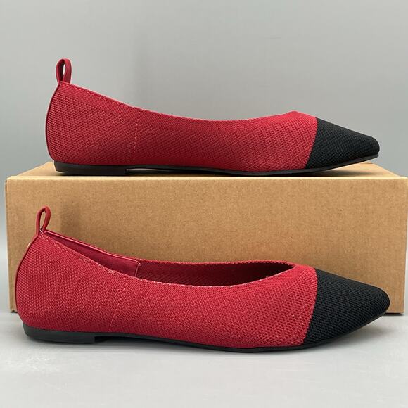 NEW Journee Collection Women’s Veata Soft Knit Flats Red Size 6.5 - Picture 1 of 11